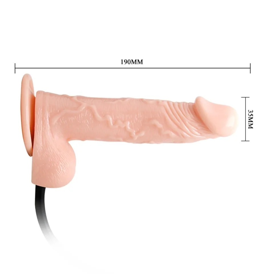 #4800 - 19 cm Belden Bağlamalı Pompalı Büyüyen Realistik Penis Dildo