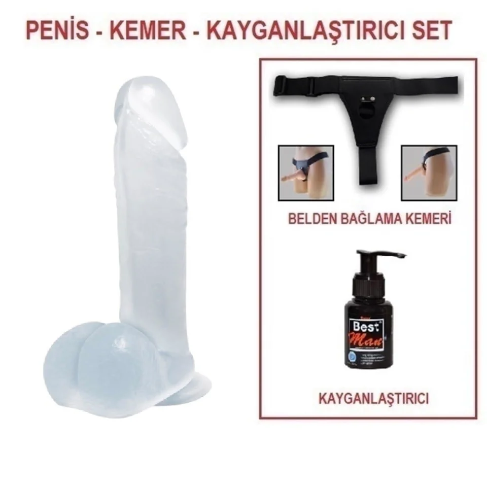 #4810 - 19 cm Belden Bağlamalı Şeffaf Realistik Damarlı Vantuzlu Dildo Penis