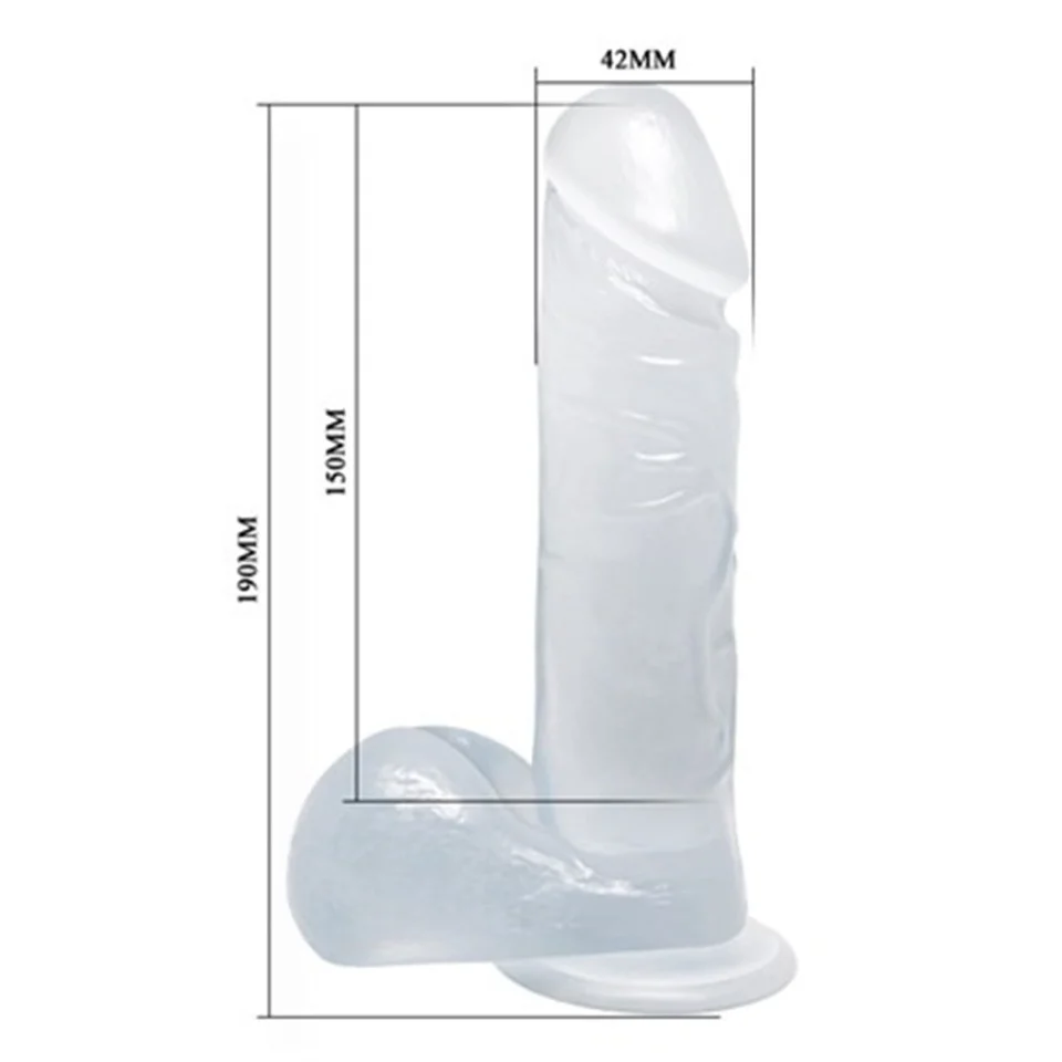 #4812 - 19 cm Belden Bağlamalı Şeffaf Realistik Damarlı Vantuzlu Dildo Penis