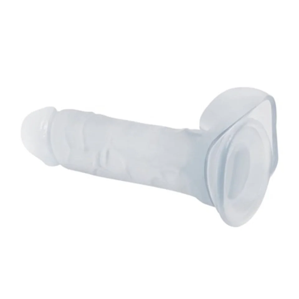 #4815 - 19 cm Belden Bağlamalı Şeffaf Realistik Damarlı Vantuzlu Dildo Penis
