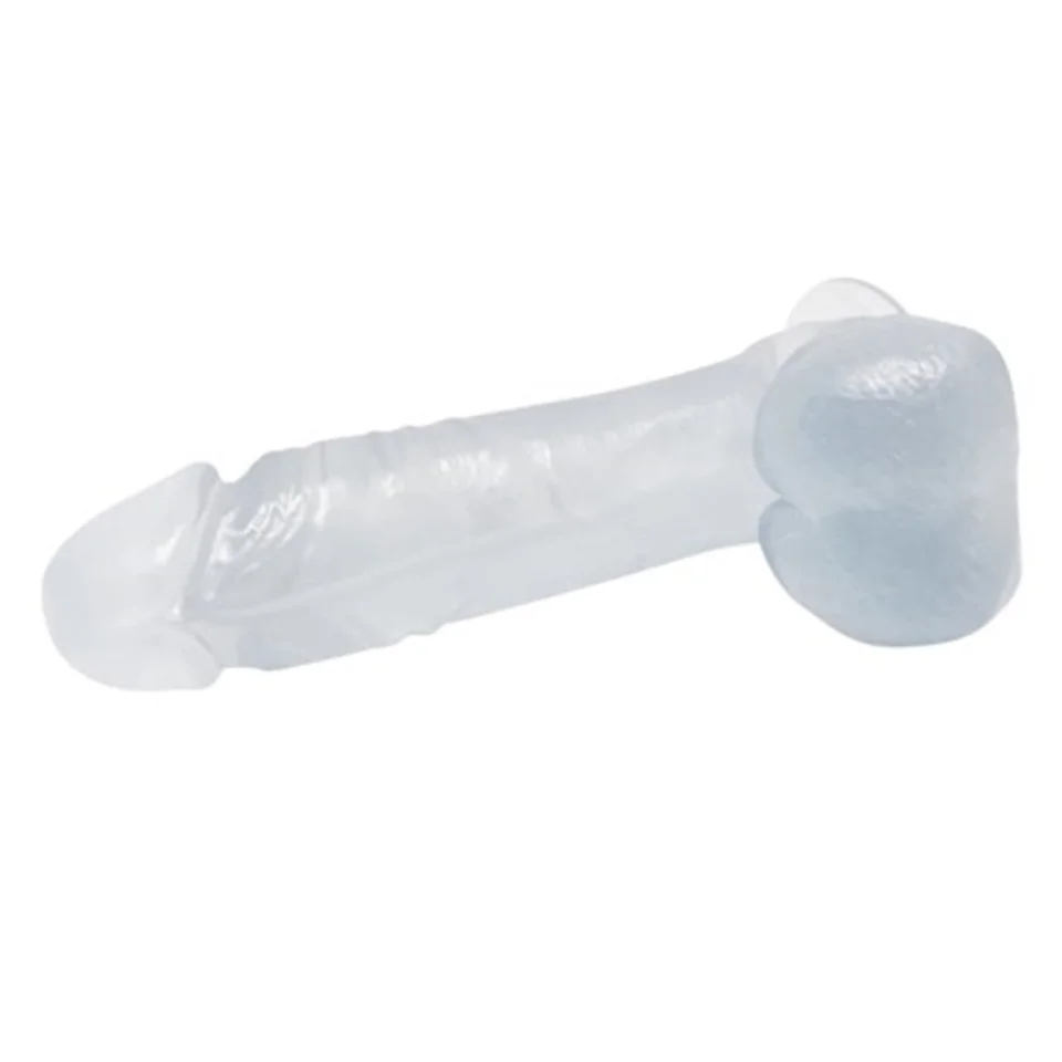 #4816 - 19 cm Belden Bağlamalı Şeffaf Realistik Damarlı Vantuzlu Dildo Penis