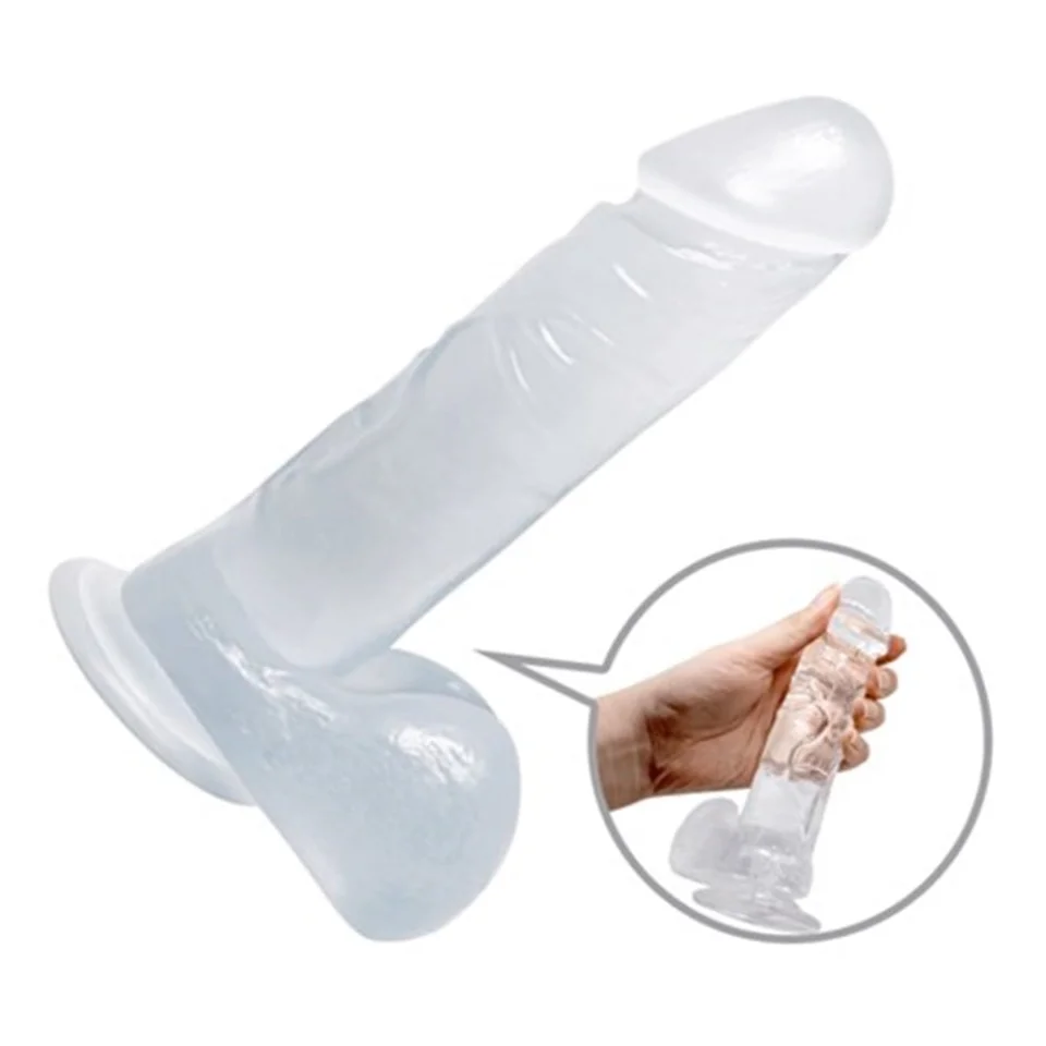 #4817 - 19 cm Belden Bağlamalı Şeffaf Realistik Damarlı Vantuzlu Dildo Penis