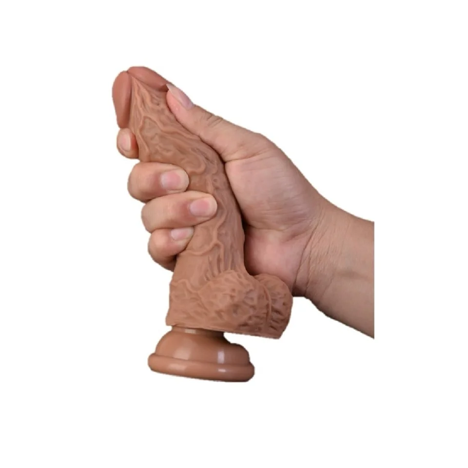 #404 - 17 cm Damarlı Realistik Vantuzlu Dildo Penis