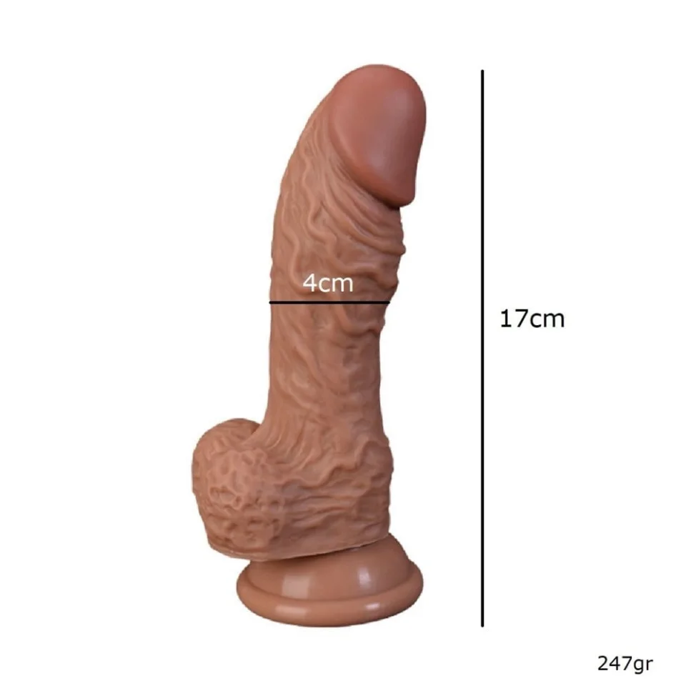 #406 - 17 cm Damarlı Realistik Vantuzlu Dildo Penis
