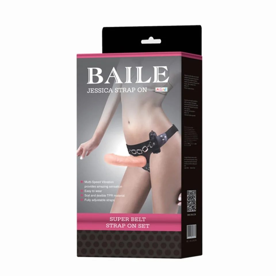 #4881 - 19 cm Belden Bağlamalı Titreşimli İçi Dolu Strapon Penis