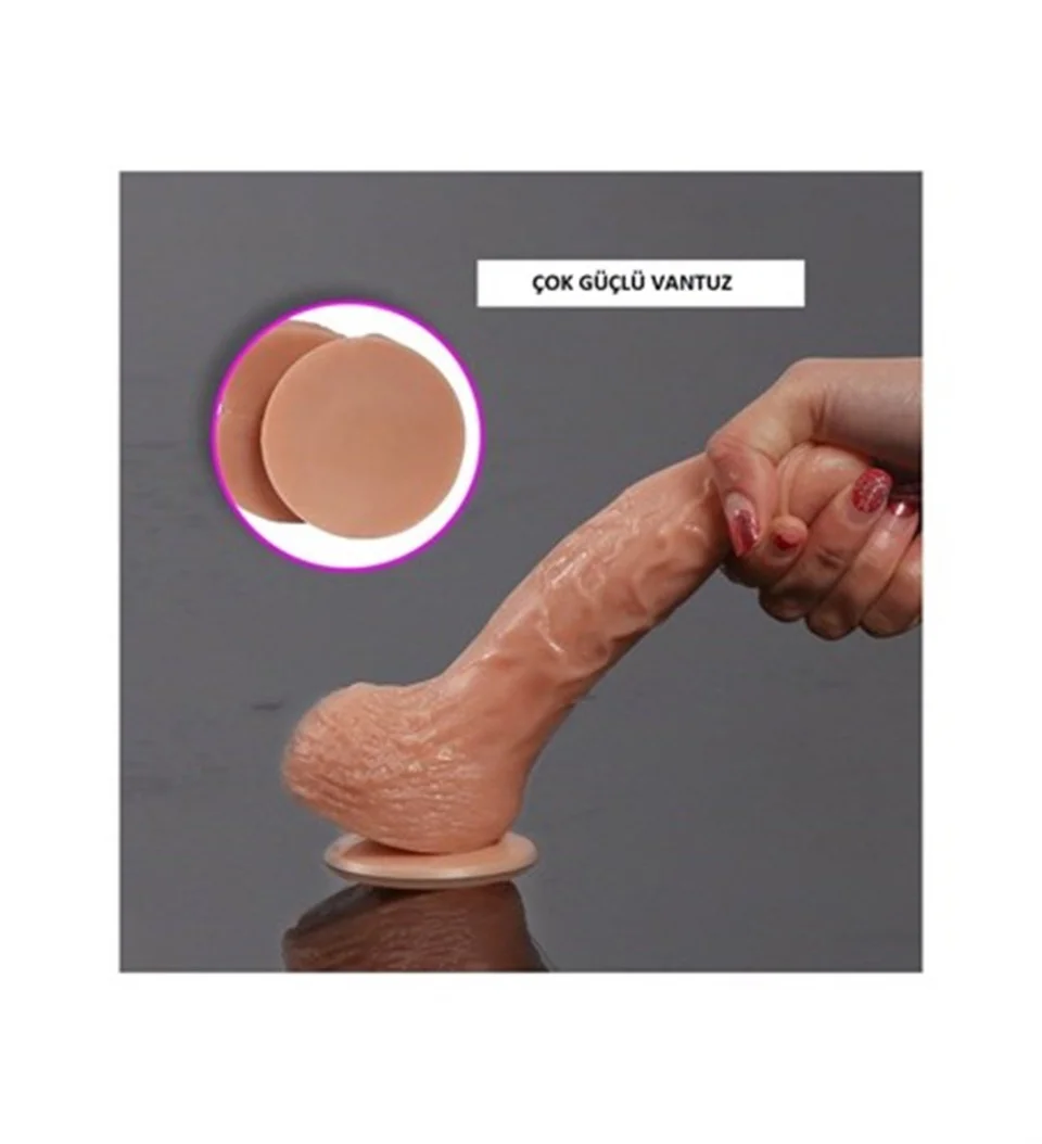 #4926 - 18 cm Belden Bağlamalı 360° Oynar Başlı Titreşimli Penis