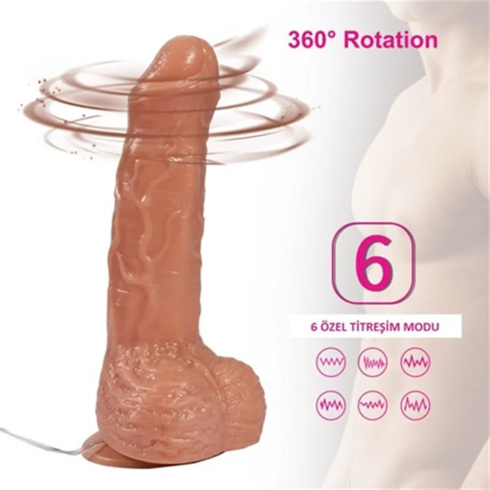 #4929 - 18 cm Belden Bağlamalı 360° Oynar Başlı Titreşimli Penis