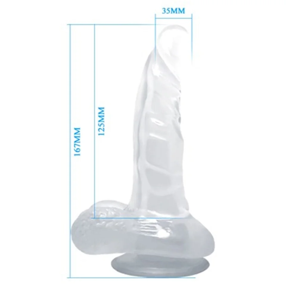 #5003 - 16,7 cm Belden Bağlamalı Şeffaf Realistik Damarlı Vantuzlu Dildo Penis