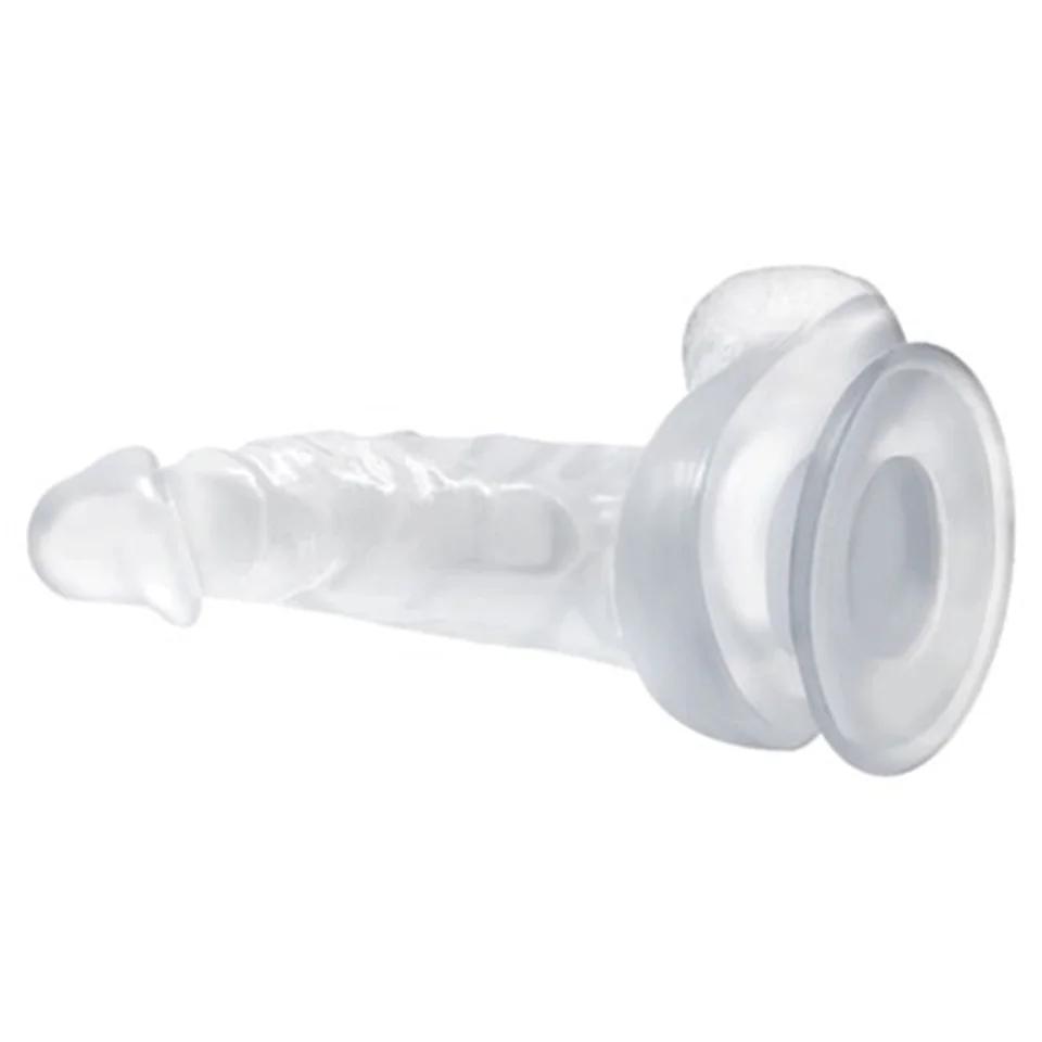 #5004 - 16,7 cm Belden Bağlamalı Şeffaf Realistik Damarlı Vantuzlu Dildo Penis