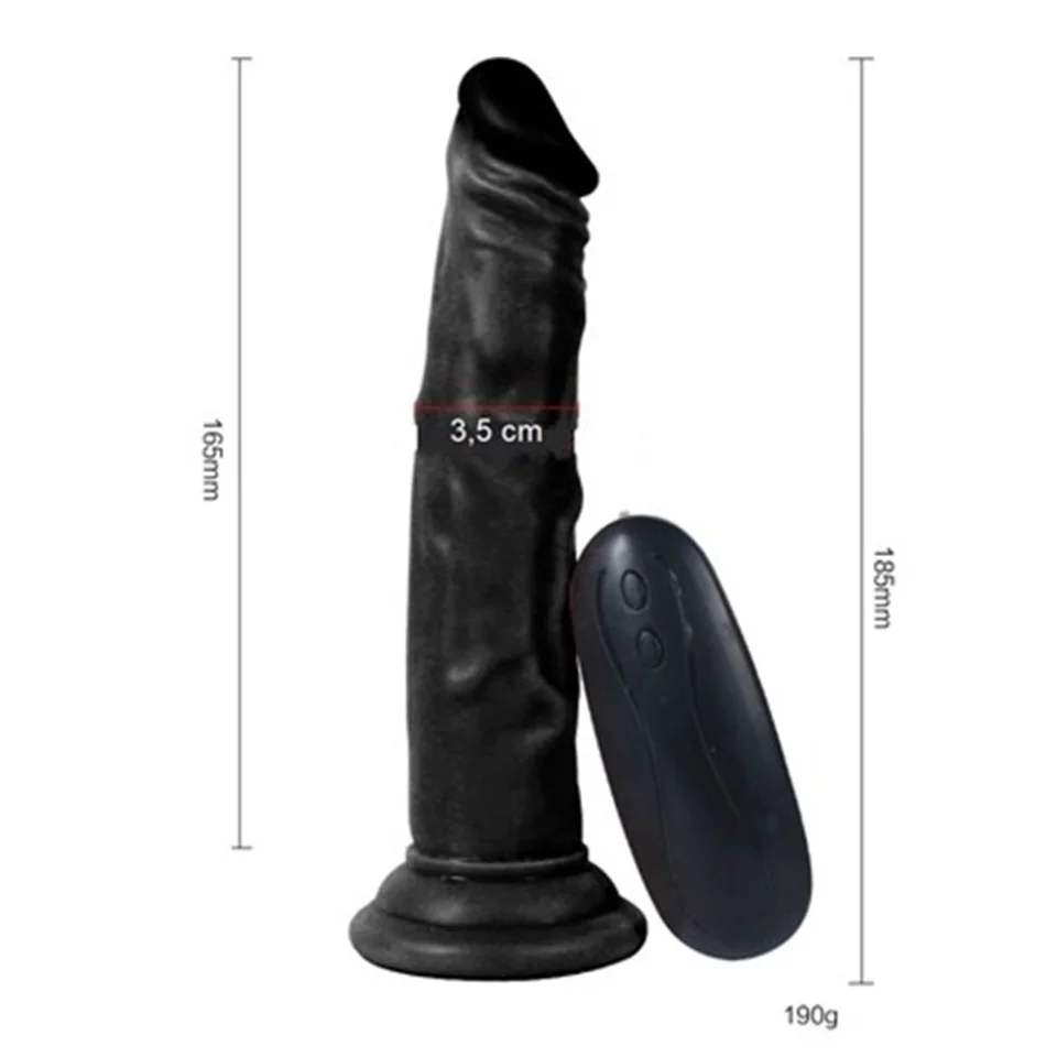 #5125 - 18,5 cm Belden Bağlamalı Realistik Testissiz Titreşimli Zenci Dildo