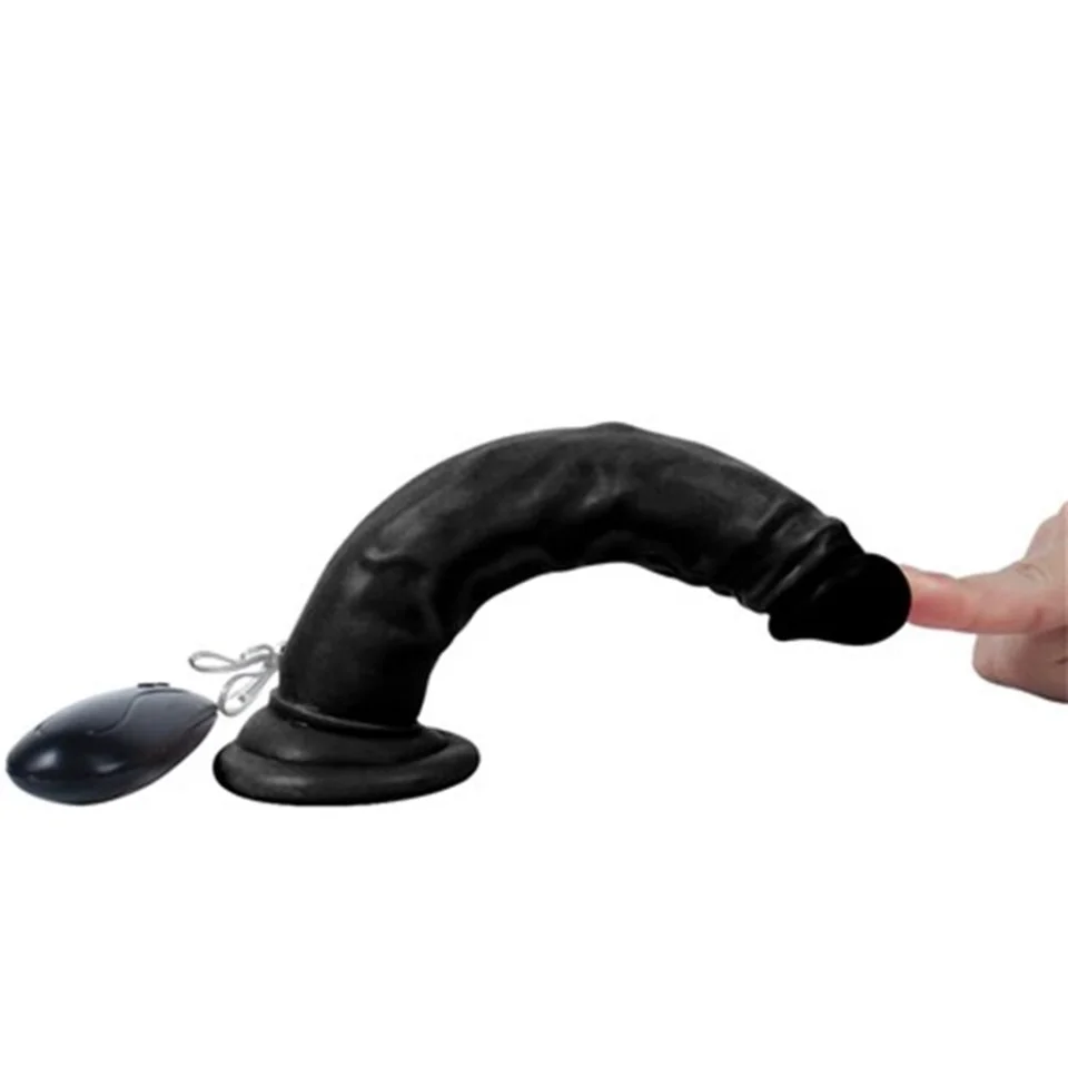 #5126 - 18,5 cm Belden Bağlamalı Realistik Testissiz Titreşimli Zenci Dildo