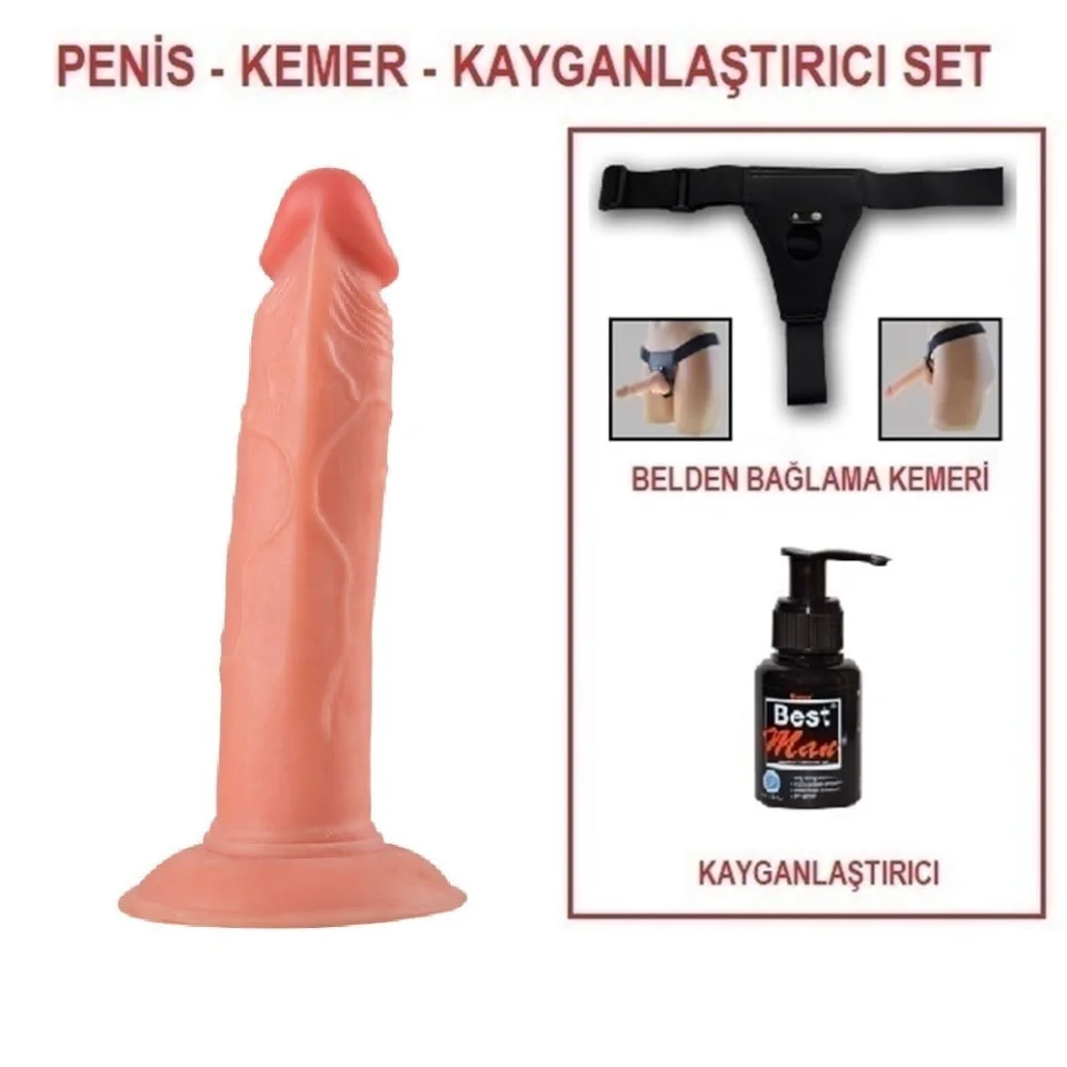 #5171 - 19 cm Belden Bağlamalı Realistik Vantuzlu Testissiz Dildo Penis