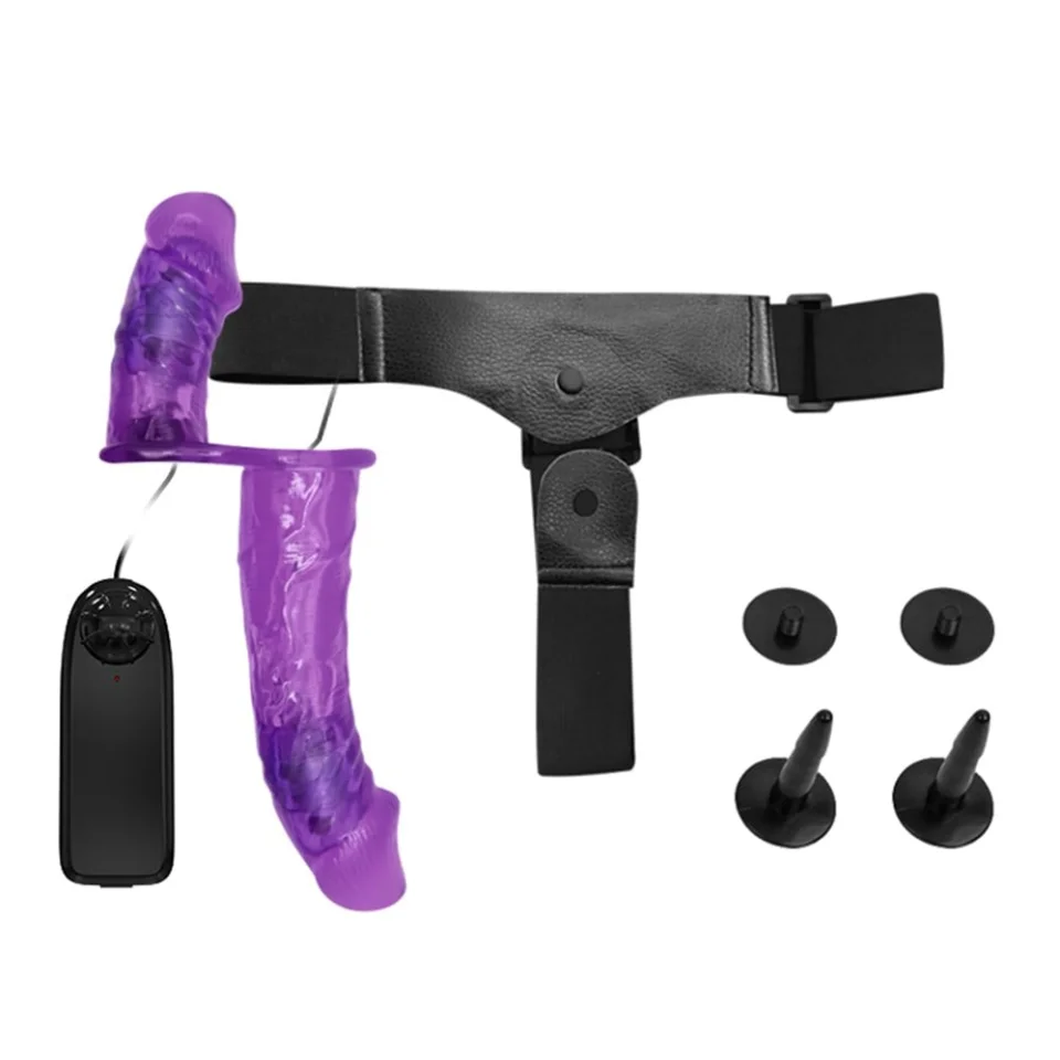 #5191 - Belden Bağlamalı Çift Taraflı Titreşimli Strapon Dildo