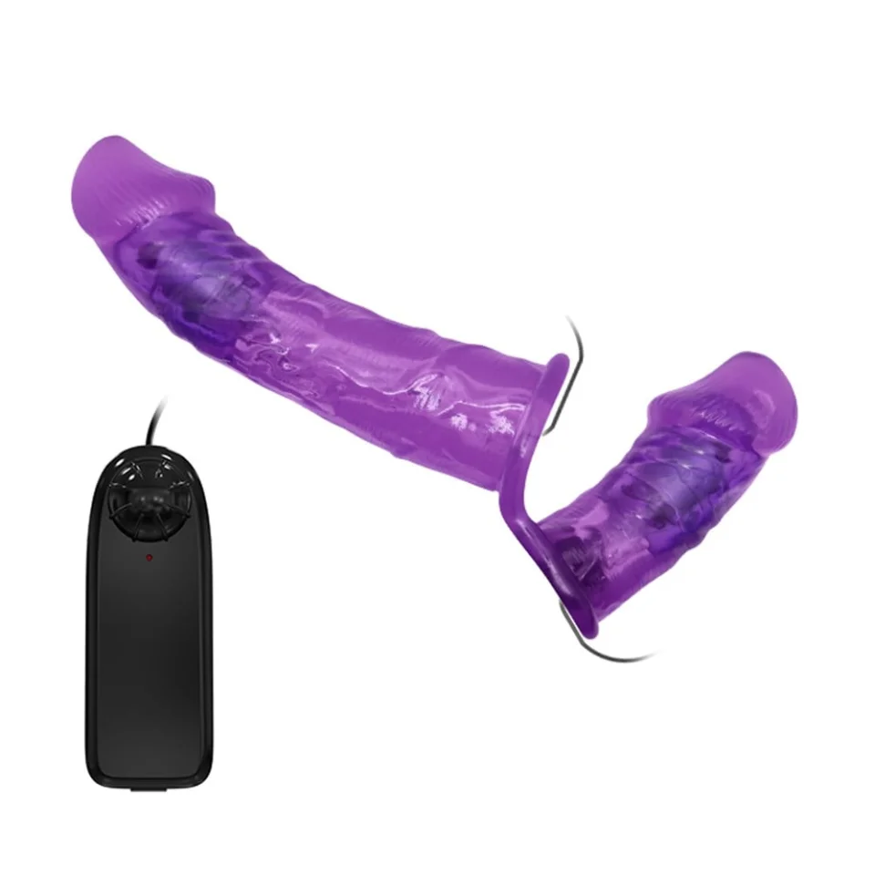 #5190 - Belden Bağlamalı Çift Taraflı Titreşimli Strapon Dildo