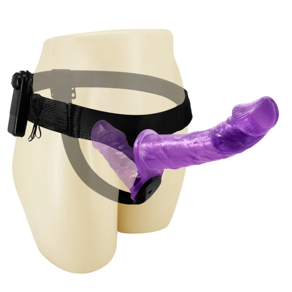 #5194 - Belden Bağlamalı Çift Taraflı Titreşimli Strapon Dildo