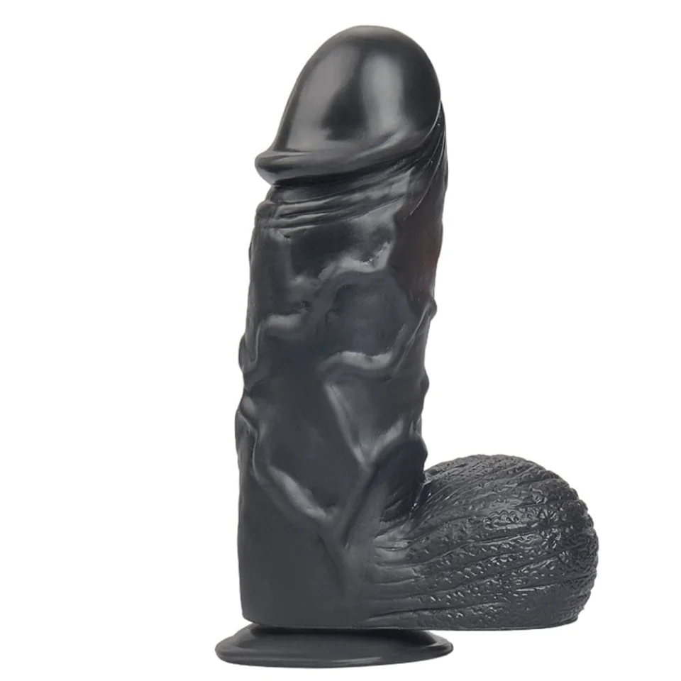 #427 - 24,5 cm Vantuzlu Realistik Zenci Kalın Penis Anal Vajinal Dildo
