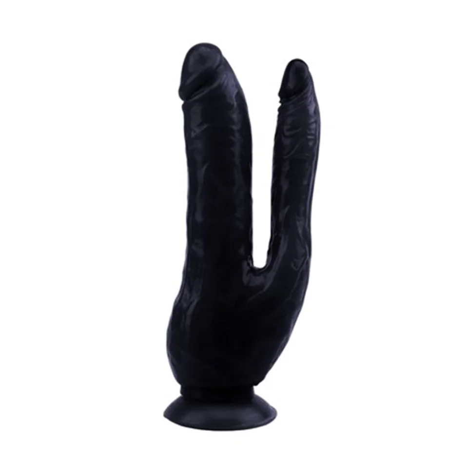 #5242 - Belden Bağlamalı İki Uçlu Vantuzlu Realistik Çatal Zenci Dildo Penis