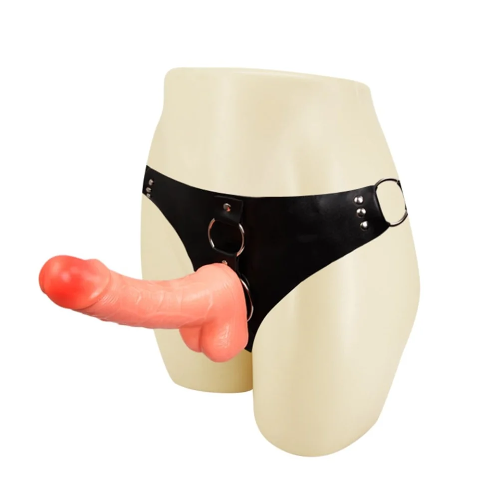 #5257 - 18 cm Belden Bağlamalı İçi Dolu Strapon Penis