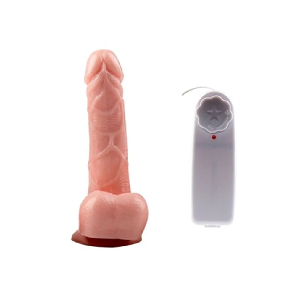 #5277 - 17 cm Belden Bağlamalı Kumandalı Gerçekçi Titreşimli Dildo Vibratör