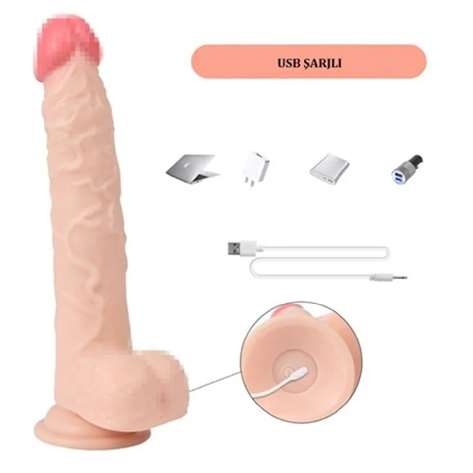#5374 - 23 cm Belden Bağlamalı Titreşimli Realistik Dildo Penis Set