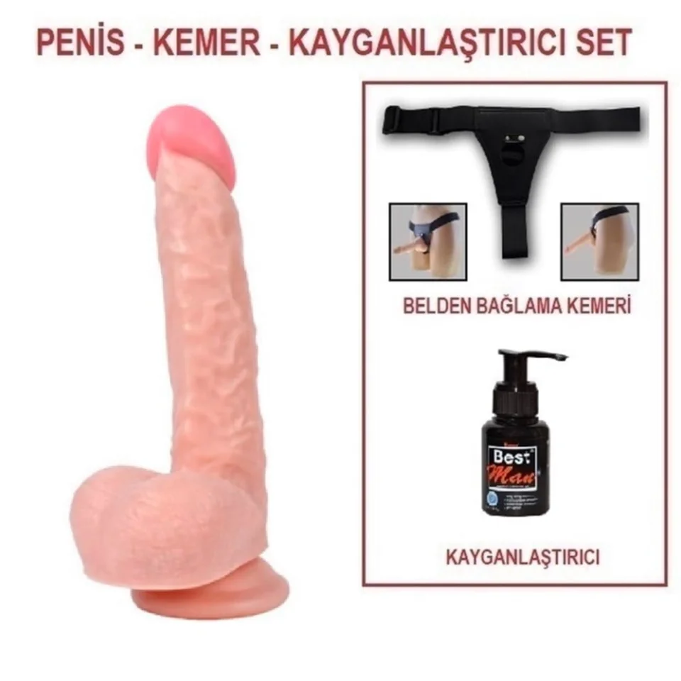 #5479 - 25,5 cm Belden Bağlamalı Realistik Dildo Penis Set