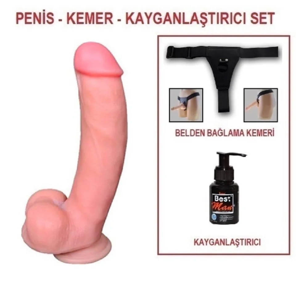 #5495 - 21 cm Belden Bağlamalı Realistik Dildo Penis Set