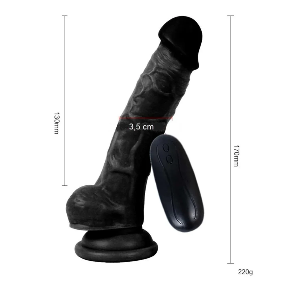 #5503 - 17 cm Belden Bağlamalı Titreşimli Realistik Dildo Zenci Penis Set