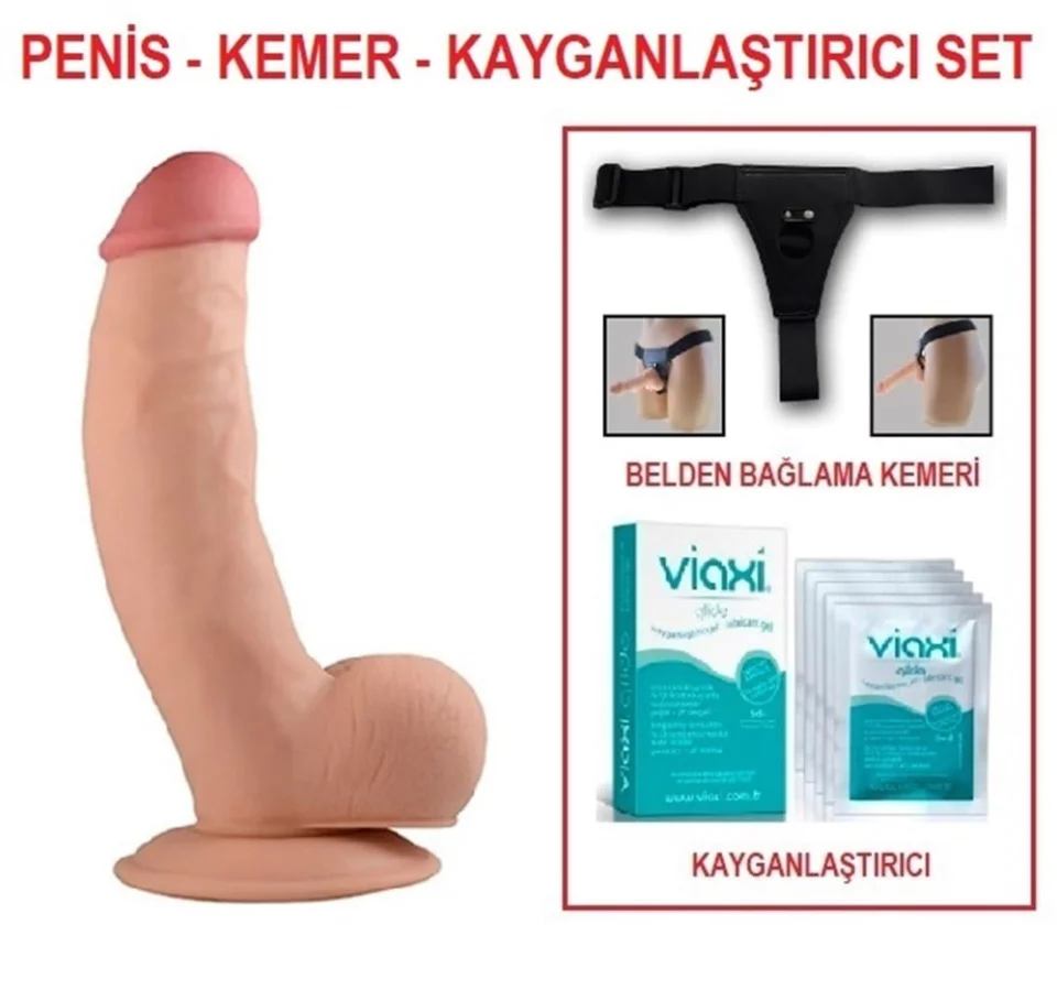 #5507 - 20 cm Belden Bağlamalı Realistik Dildo Penis Set