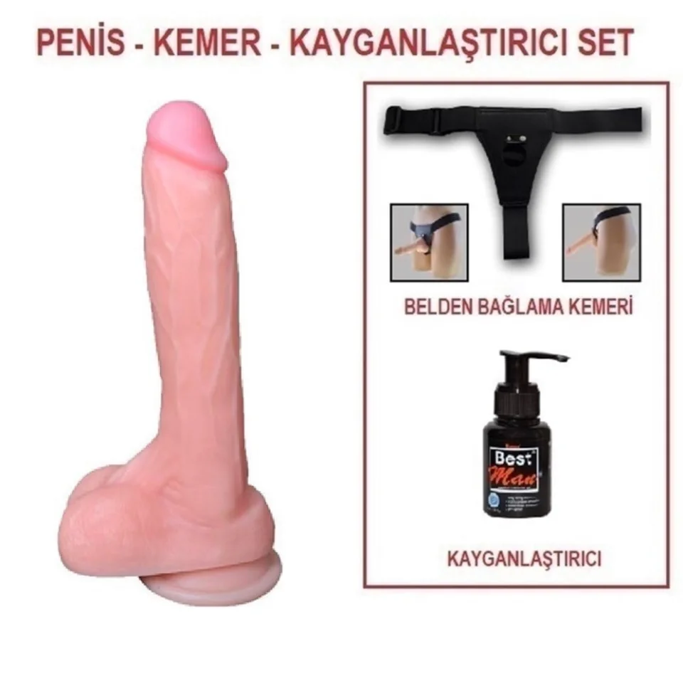 #5529 - 20,5 cm Belden Bağlamalı Realistik Dildo Penis Set