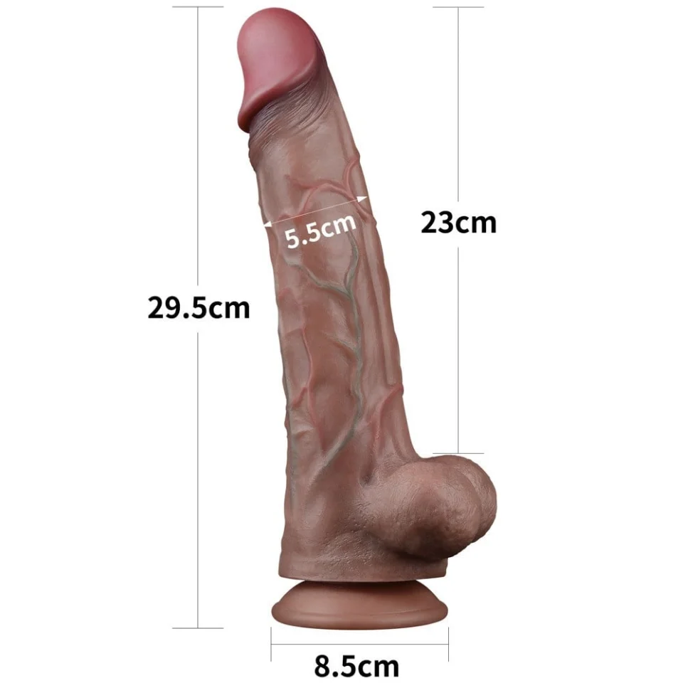 #5564 - 29,5 cm Belden Bağlamalı Yeni Nesil &Ccedil;ift Katmanlı Ger&ccedil;ek&ccedil;i Kalın Dildo