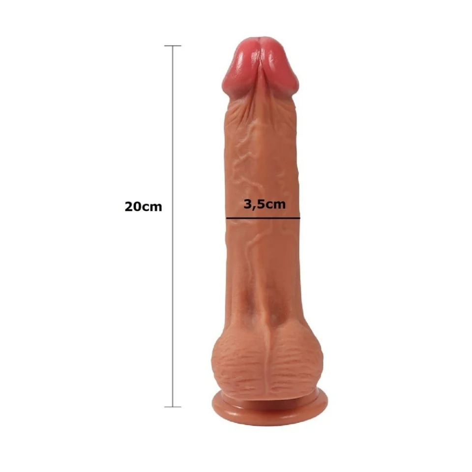 #5594 - 20 cm Belden Bağlamalı Çift Katmanlı Realistik Vantuzlu Dildo