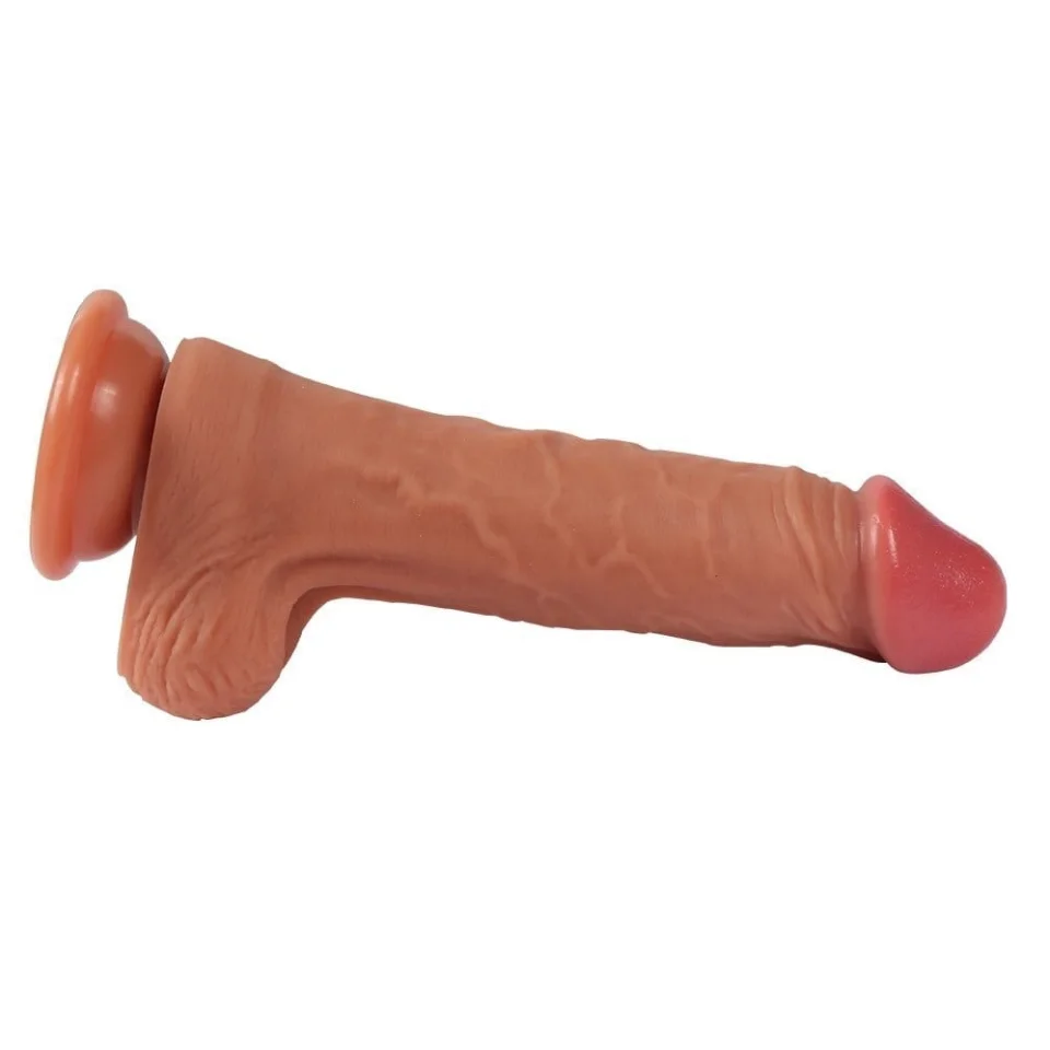 #5595 - 20 cm Belden Bağlamalı Çift Katmanlı Realistik Vantuzlu Dildo