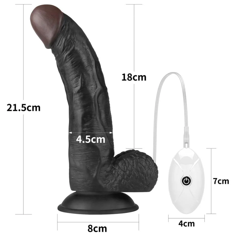 #5650 - 21,5 cm Belden Bağlamalı İçi Dolu Titreşimli Zenci Strapon Dildo