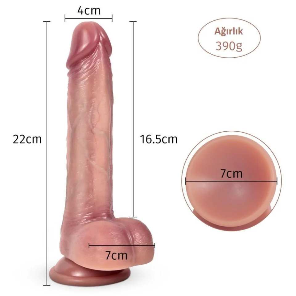 #5706 - Belden Bağlamalı Yeni Nesil Çift Katmanlı 22 cm Realistik Dildo Penis