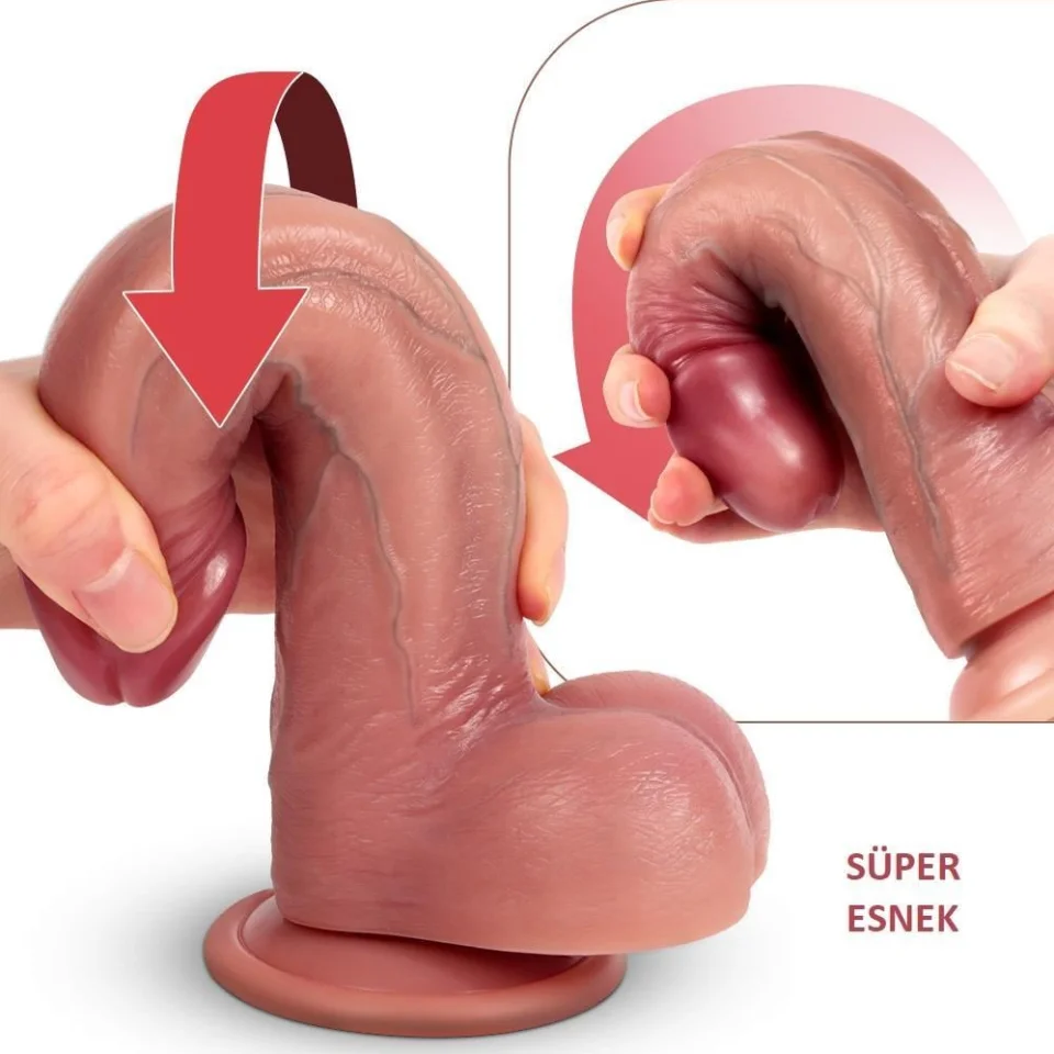 #5710 - Belden Bağlamalı Yeni Nesil Çift Katmanlı 22 cm Realistik Dildo Penis