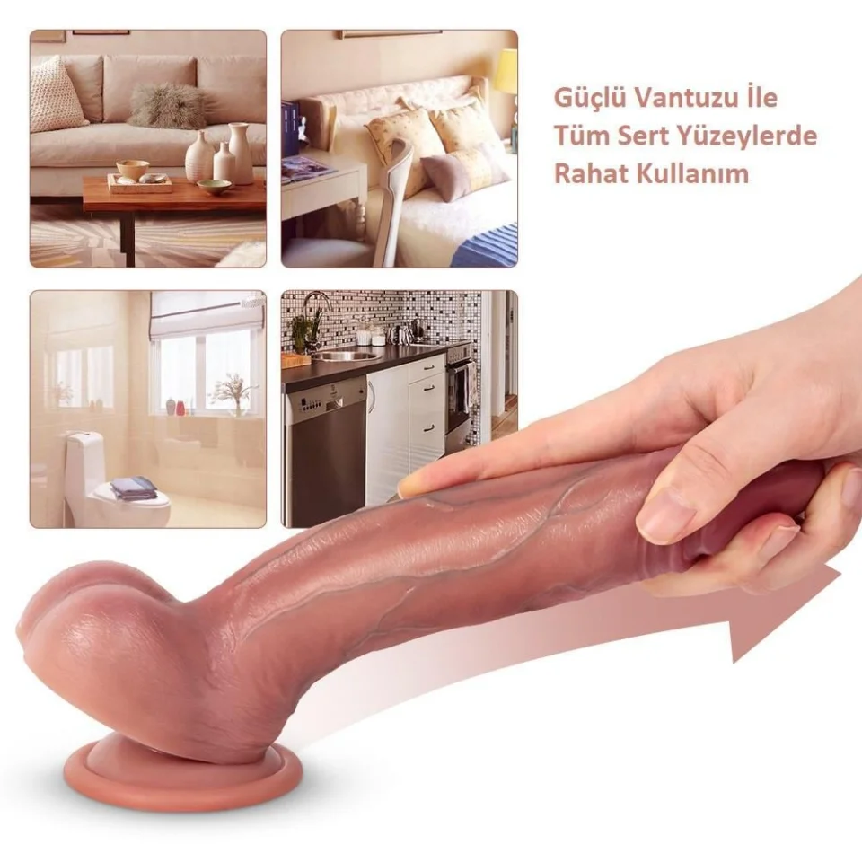 #5711 - Belden Bağlamalı Yeni Nesil Çift Katmanlı 22 cm Realistik Dildo Penis