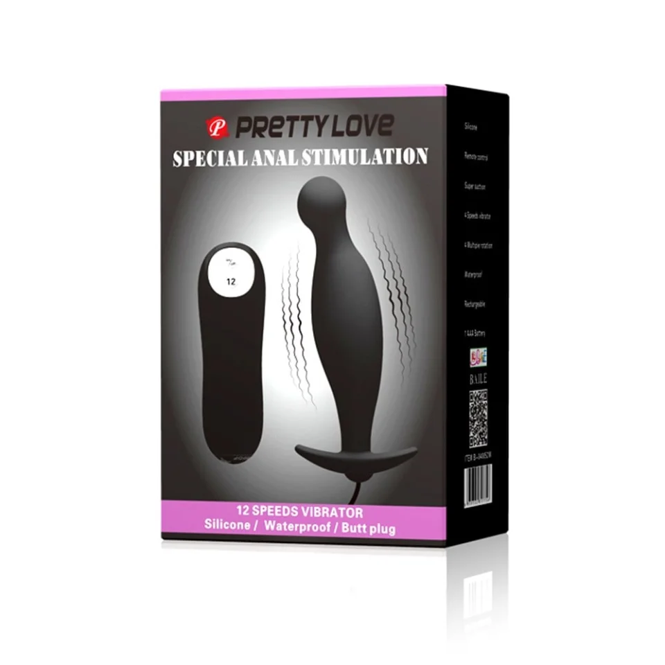 #5773 - 12 Fonksiyon Kumandalı 11,7 cm Titreşimli Anal Plug