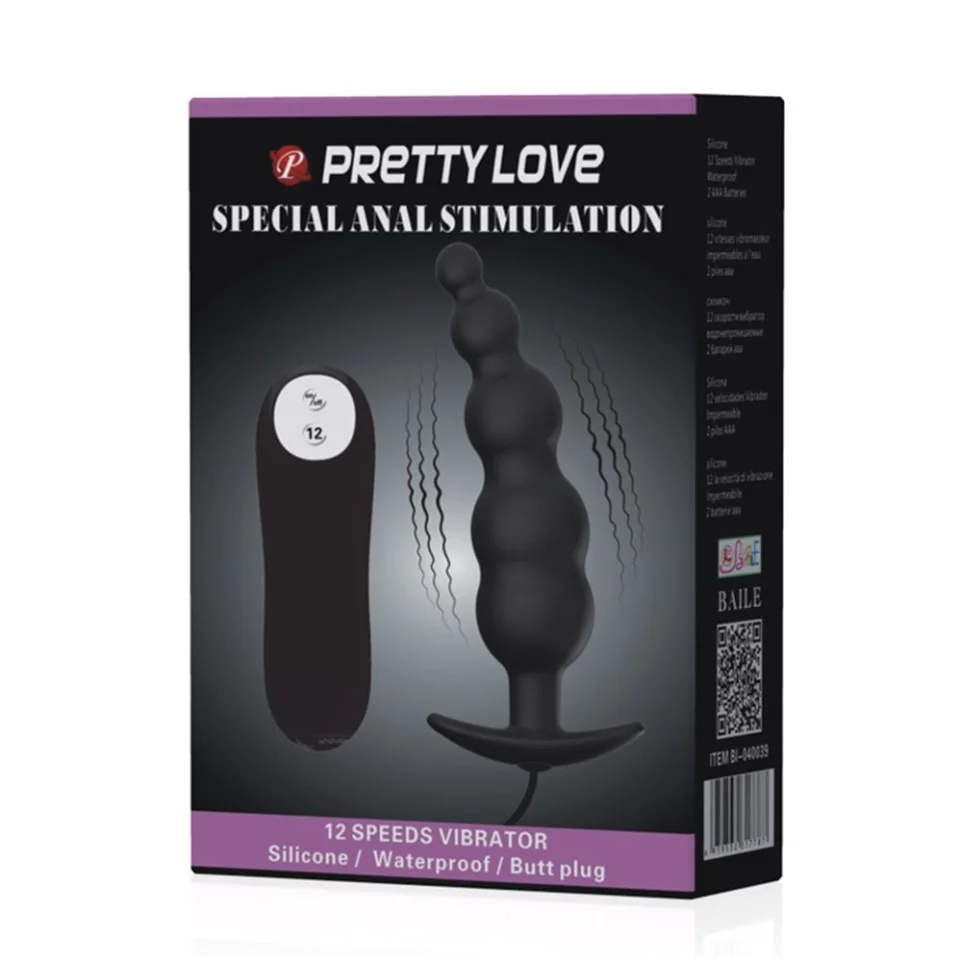 #5790 - 12 Fonksiyon Kumandalı 11,8 cm Titreşimli Boğumlu Anal Plug