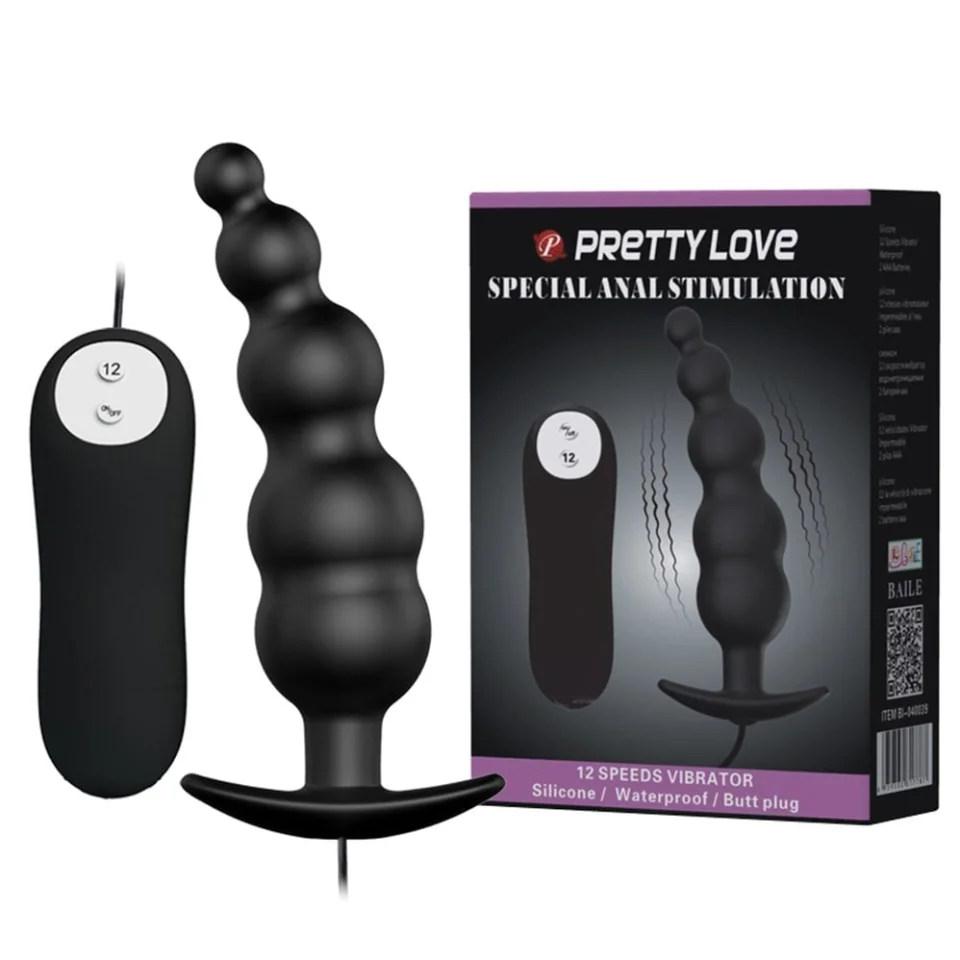 #5791 - 12 Fonksiyon Kumandalı 11,8 cm Titreşimli Boğumlu Anal Plug