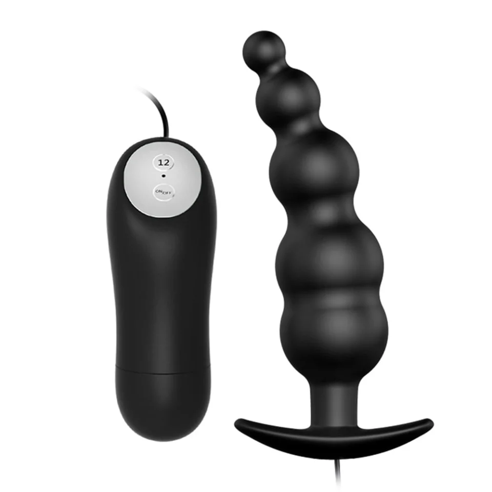 #5794 - 12 Fonksiyon Kumandalı 11,8 cm Titreşimli Boğumlu Anal Plug