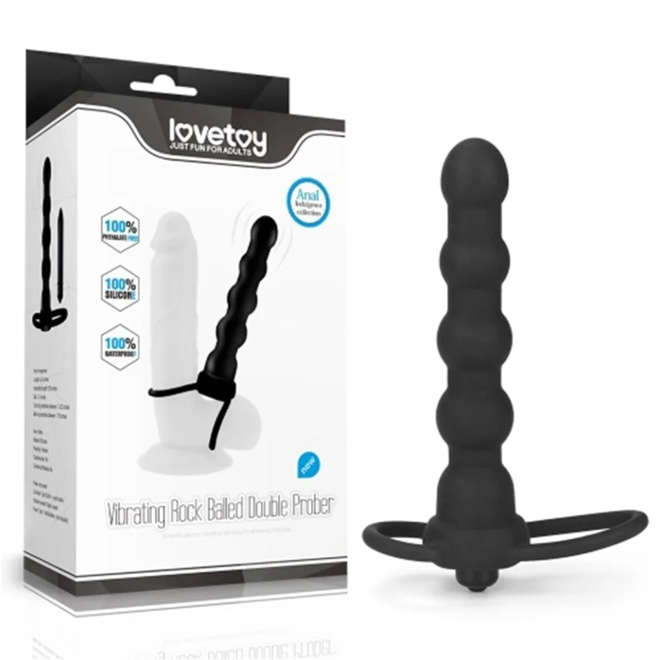 #5839 - Çift Kavrama Halkalı Titreşimli 14 cm Anal Plug Vibratör Mastürbatör