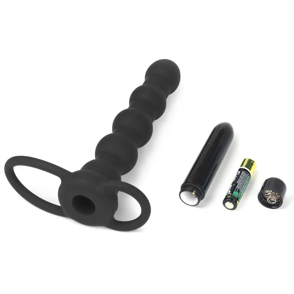 #5847 - Çift Kavrama Halkalı Titreşimli 14 cm Anal Plug Vibratör Mastürbatör