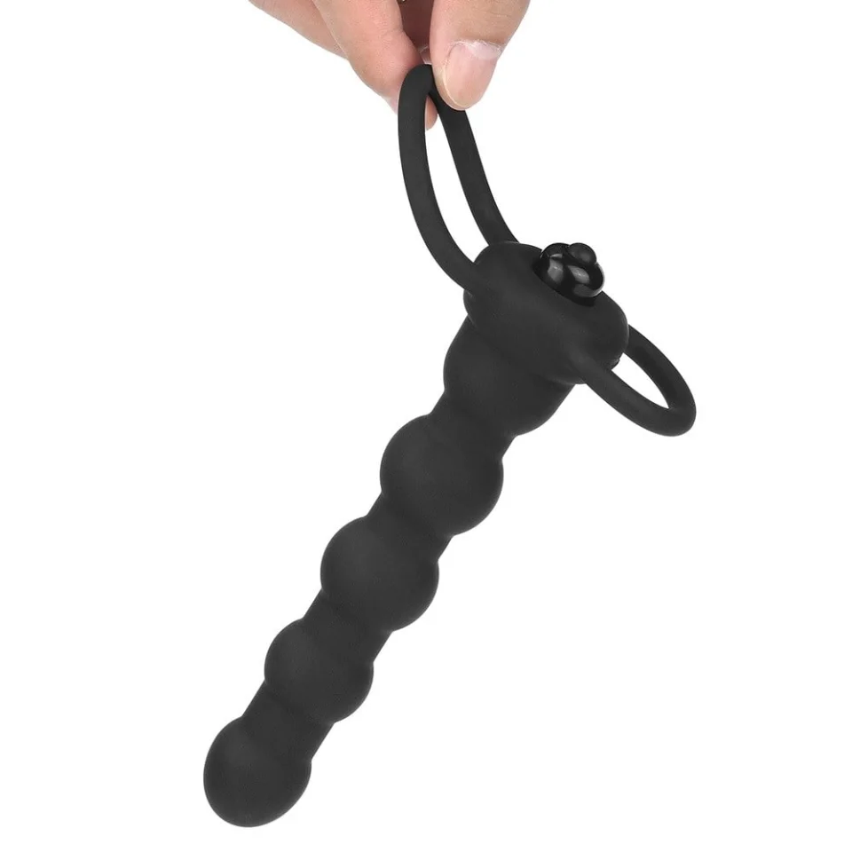 #5840 - Çift Kavrama Halkalı Titreşimli 14 cm Anal Plug Vibratör Mastürbatör