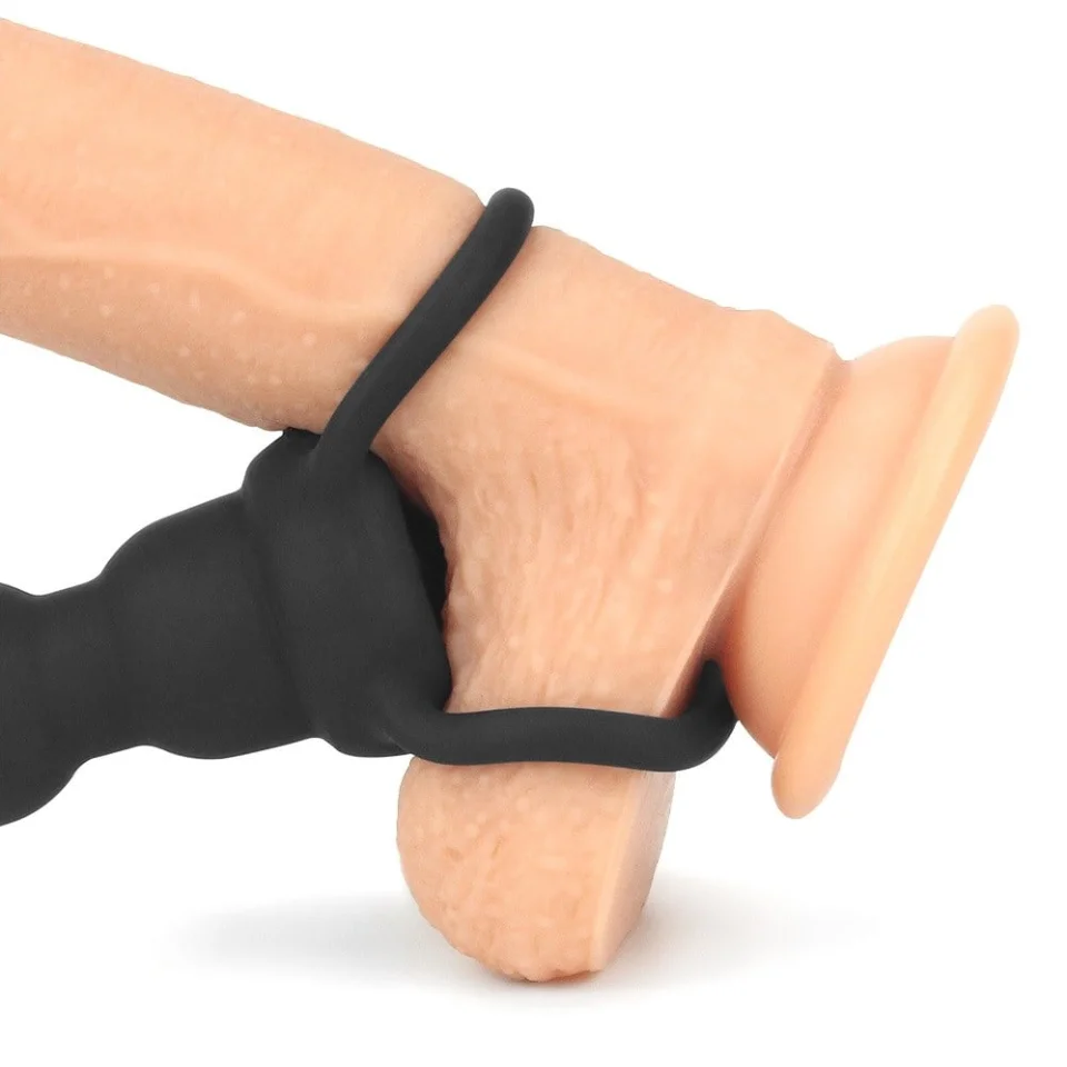 #5841 - Çift Kavrama Halkalı Titreşimli 14 cm Anal Plug Vibratör Mastürbatör