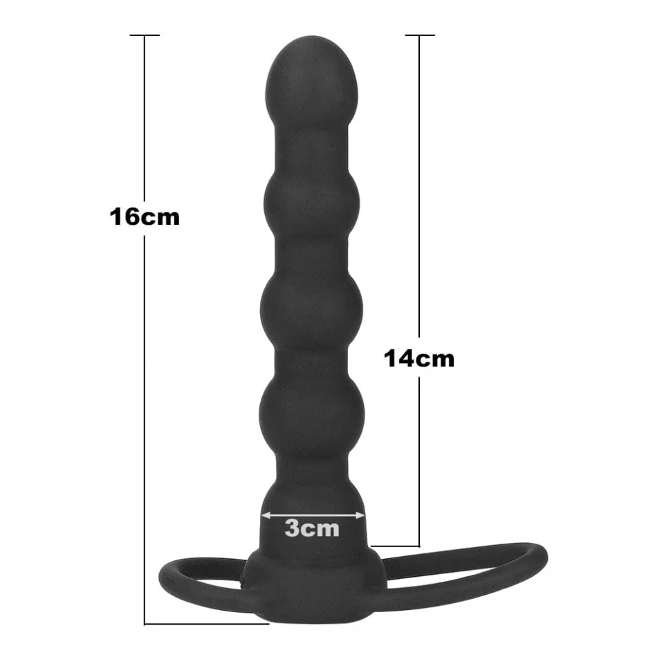 #5844 - Çift Kavrama Halkalı Titreşimli 14 cm Anal Plug Vibratör Mastürbatör