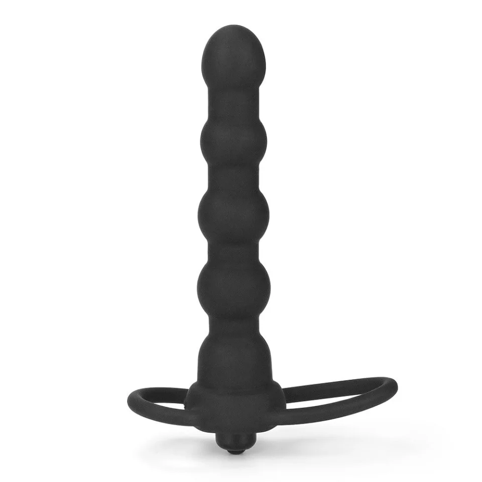 #5851 - Çift Kavrama Halkalı Titreşimli 14 cm Anal Plug Vibratör Mastürbatör