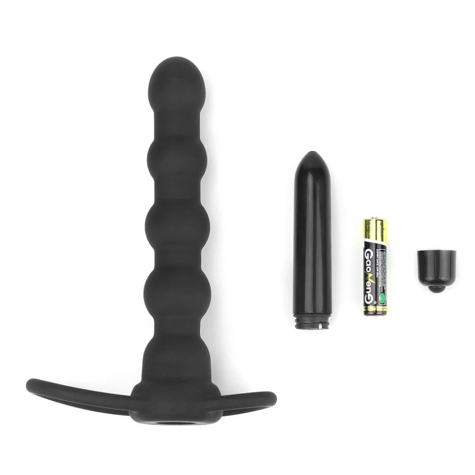 #5850 - Çift Kavrama Halkalı Titreşimli 14 cm Anal Plug Vibratör Mastürbatör