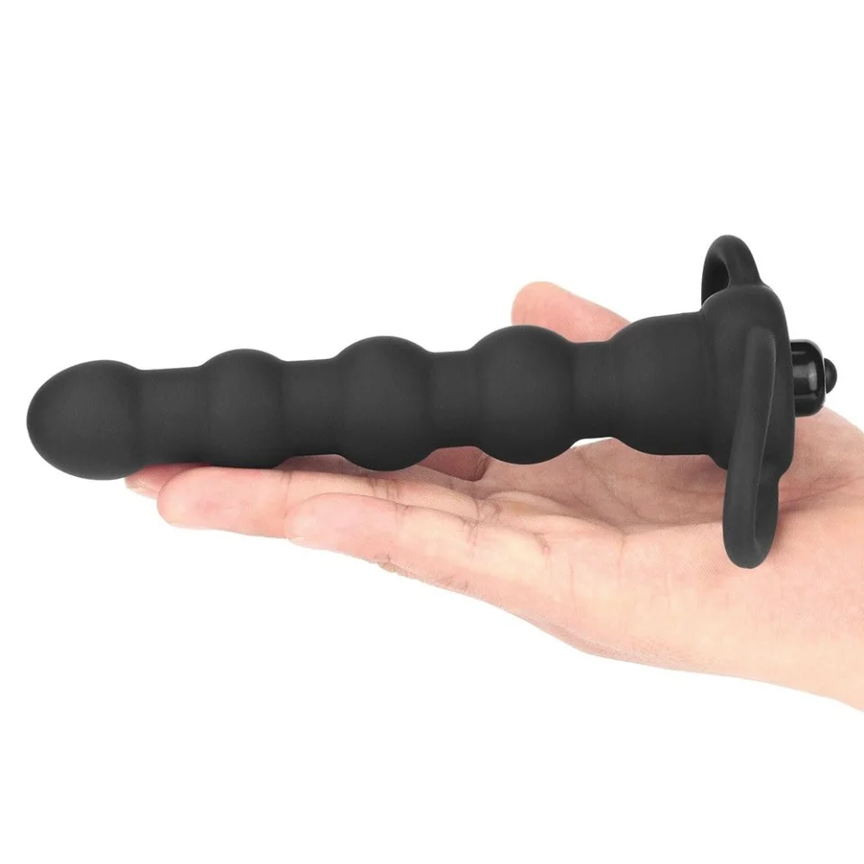 #5854 - Çift Kavrama Halkalı Titreşimli 14 cm Anal Plug Vibratör Mastürbatör