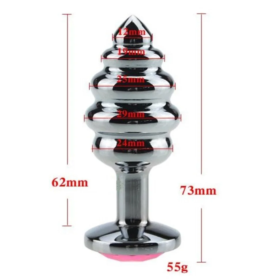#5908 - Mücevher Taşlı Paslanmaz Çelik Boğumlu Anal Tıkaç Plug