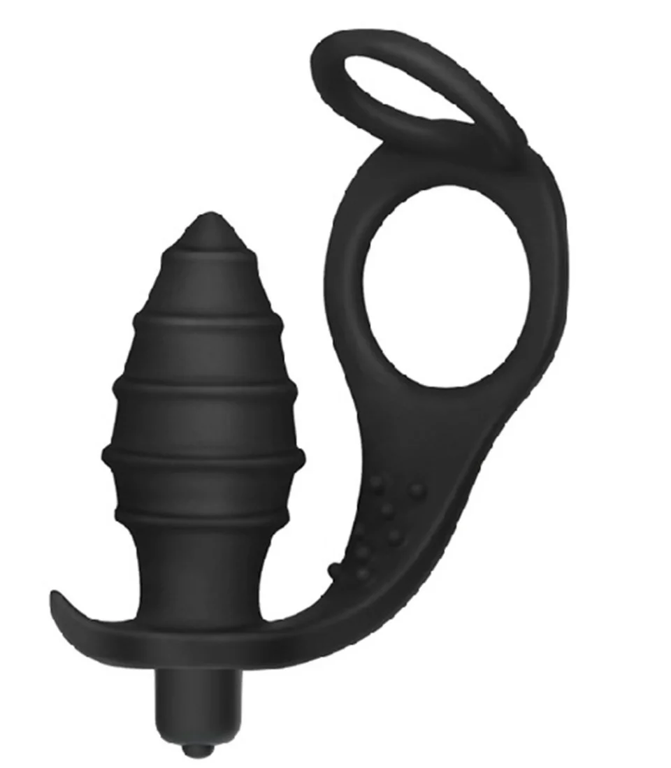 #6105 - Penis Halkalı Titreşimli Anal Penetratör Plug Masturbatör